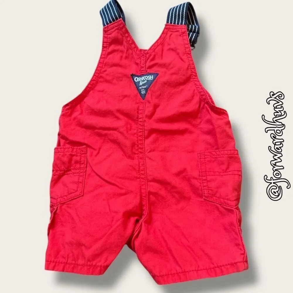 OshKosh B'gosh Red Shorts Bib Overalls – Size 6 Months
